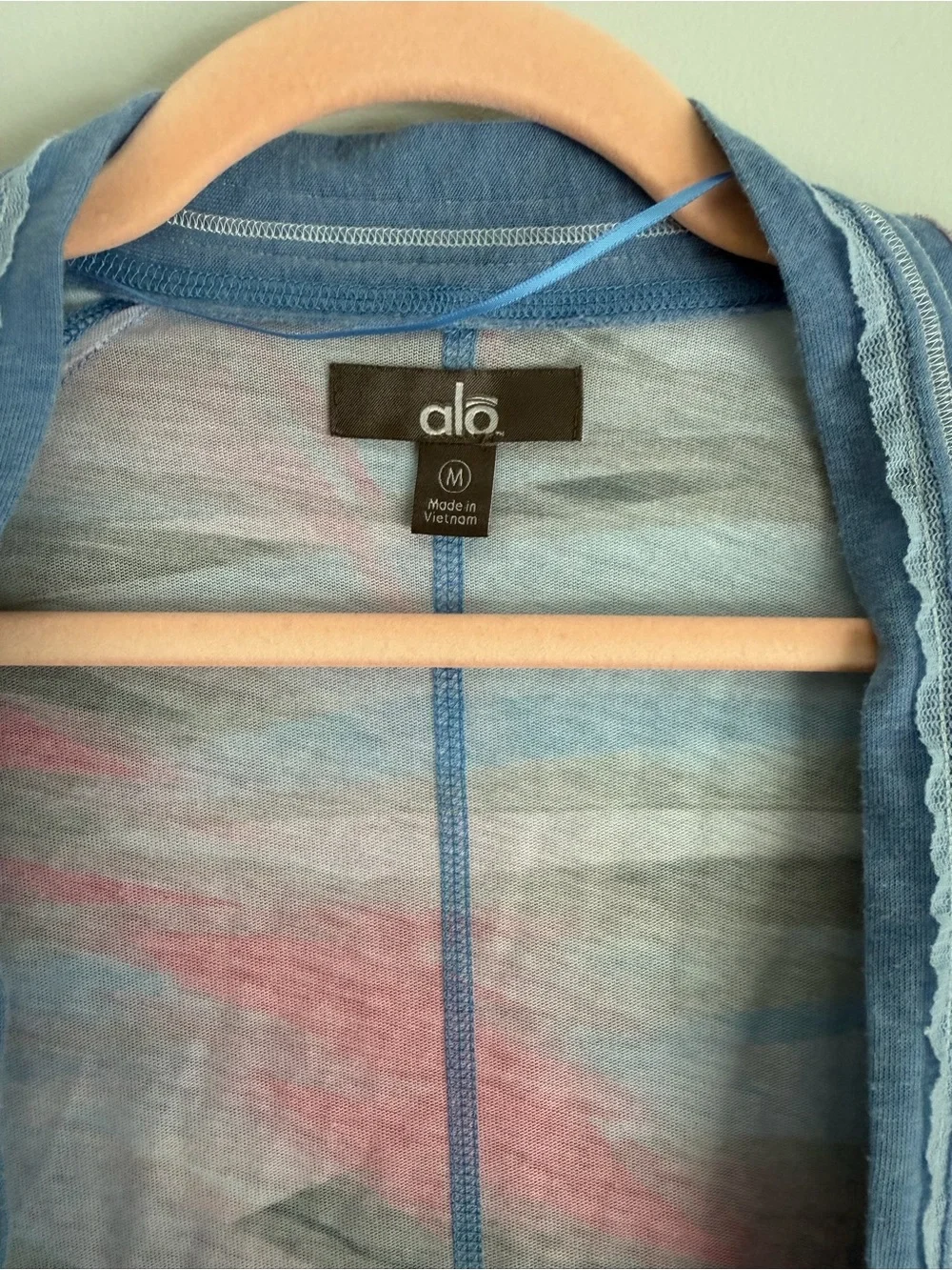 ALO Yoga Multicolor Striped Open Cardigan in Blue, Pink, Gray Size Medium